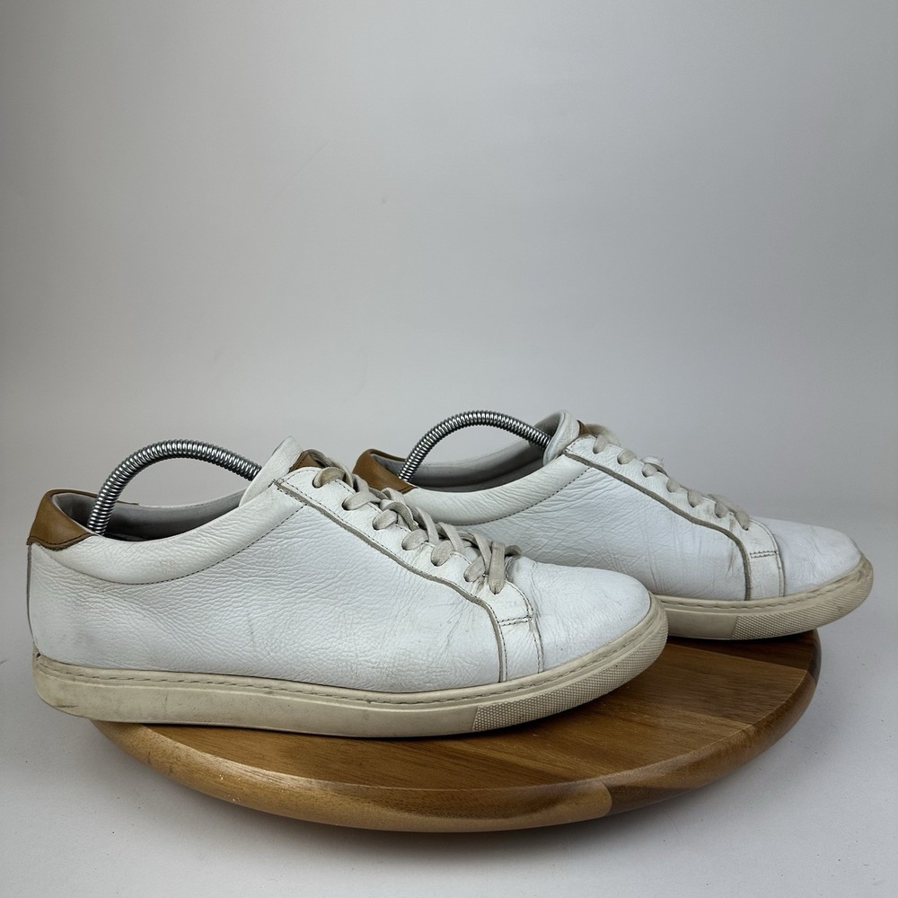 Mens Allen Edmonds Courtside White Pebbled Leather Casual Sneakers Shoes Size 11